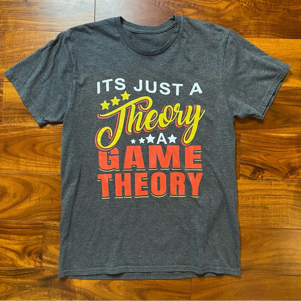 EUC Men’s Medium, Dark Heather Gray “It’s Just a Theory..” YouTube Creator Merch